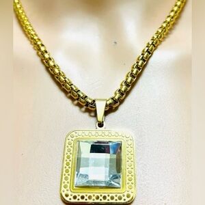 FASHION JEWELRY NECKLACE BRACELET EARRINGS SET WOMEN GOLD COLOR STAINLESS STEEL